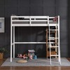JOYMOR High Loft Bed Frame Twin Wooden Loft Bed for Kids, Junior, Teens, Adults Single Bed, No Box Spring Needed,White - 3 of 4
