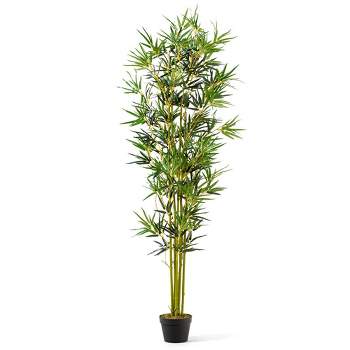 Tangkula 6Ft Bamboo Silk Tree Artificial Greenery Plant Home Office Decoration