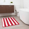 Home Mart Goods Red White Stripe Soft Cozy Plush Chenille Bath Mat Bathroom Rug - 23" x 15" - 2 of 4