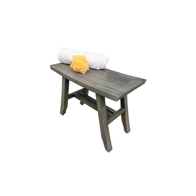 Satori Antique Gray Wide Teak Wood Spa Shower Bench, 26"