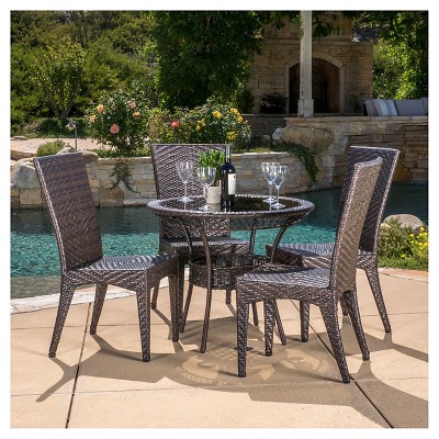 Josh 5pc Wicker Patio Dining Set - Brown - Christopher Knight Home