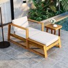 Akoasm Teak Outdoor Lounge Set with Chair & Footstool for Terrace, Balcony & Garden-Beige - 2 of 4