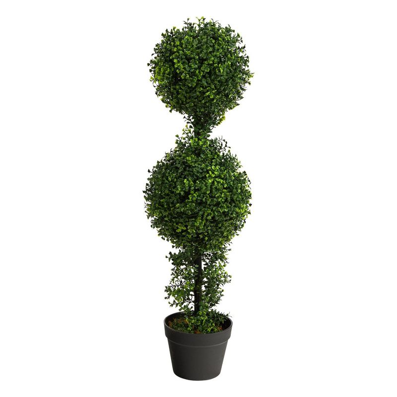 34&#34; Indoor/Outdoor Boxwood Double Ball Topiary Artificial Tree - Nearly Natural, 1 of 6