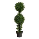 34" Indoor/Outdoor Boxwood Double Ball Topiary Artificial Tree - Nearly Natural