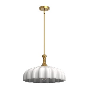 Pendant Light, Copper Finish, E26 Socket, 15.7in Glass Shade, Non-Integrated - 1 of 4