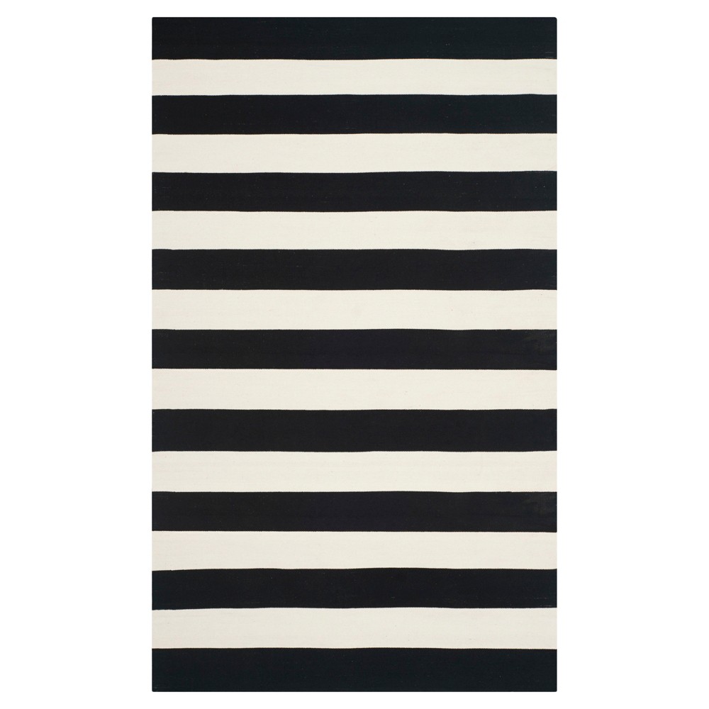 5'x8' Mati Flatweave Area Rug Black/Ivory - Safavieh