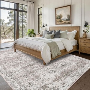 Area Rug Vintage Boho Rugs, Washable Print Indoor Rug Traditional Decorative Floor Carpet Non Slip Carpet Rug for Living Room Bedroom Entryway - 1 of 4