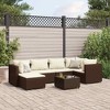 vidaXL 7 Piece Patio Lounge Sofa Set with Cushions - Poly Rattan Furniture for Outdoor Patio, Garden, and Deck, Brown, Adjustable Feet, UV-Resistant - 2 of 4
