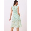 Allegra K Women's Wrap Ruffle High Low Hem Round Neck Keyhole Back Sleeveless Floral Dress - 4 of 4