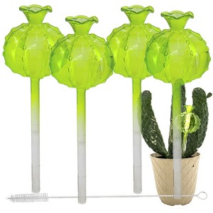 5 Star Super Deals Aqua Glass Plant Watering Cactus Ball Globes Self Watering Drip Irrigation Plant Care Indoor/Outdoor Potted Flowers 10" 6-7 oz 4pc - 1 of 4