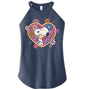 Women's - Peanuts - Hug Heart Flower Graphic High Neck Tank - 1 of 4