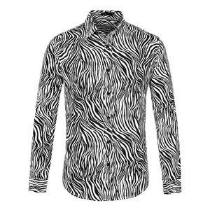 Lars Amadeus Men's Animal Print Button Down Long Sleeve Vintage Shirt - 1 of 4
