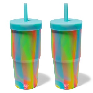 Silipint: Silicone 32oz Straw Tumblers: 2 Pack Sugar Rush - Unbreakable Cup - 1 of 4