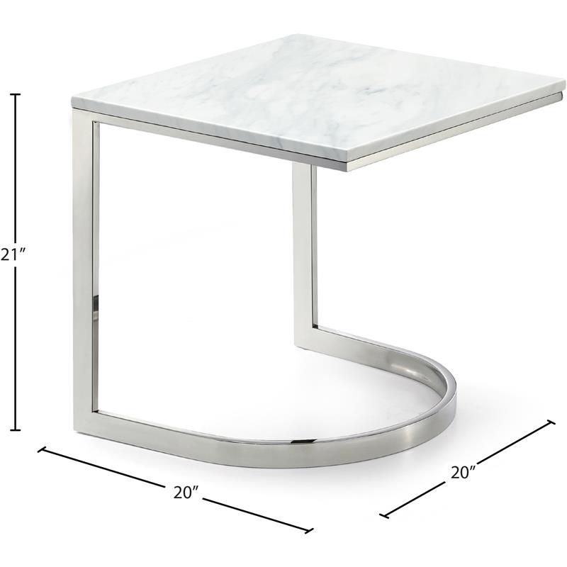Meridian Furniture Copley Contemporary Stone End Table in Chrome, 5 of 8