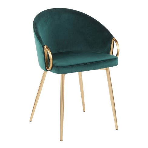 Claire Contemporary And Glam Dining Chair Emerald Green Velvet