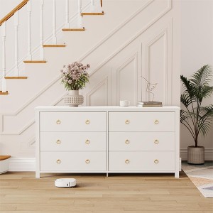 7-Drawer Dresser,Modern Wooden Storage Chest of Drawers,Dresser TV Stand,Wood Drawer Organizer with Handles for Bedroom,Living Room,Hallway,White - 1 of 4