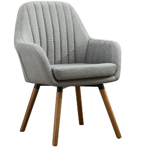 CAVINAS Modern Accent Chair with Channel Back&Flared Armrest,Sleek Accent Armchair for Living Room,Bedroom&Office,Upholstered Lounge Chair - 1 of 4
