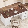 Executive Desk with File Drawers, Farmhouse Home Office Desk with Charging Station, 60" Wooden Computer Desk with Cabinet Storage - 3 of 4