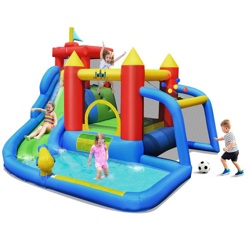 Costway Inflatable Bouncer Water Slide Bounce House Splash Pool without Blower, 1 of 11