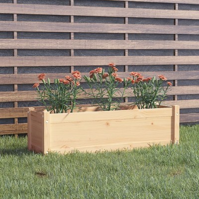 vidaXL Solid Wood Pine Garden Planter - Natural and Weather-Resistant Wooden Planter Box for Outdoor Use - Size: 39.4"x12.2"x12.2"