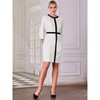 Hobemty Women's Work Winter Round Neck Contrast Color Sheath Dress - 2 of 4