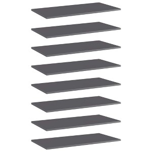 vidaXL Bookshelf Boards 8 pcs High Gloss Gray 31.5"x15.7"x0.6" Engineered Wood - 1 of 4