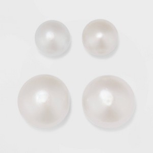 Freshwater Pearl Sterling Silver Stud Fine Jewelry Earrings 2pc - A New Day™ Silver/White: Tarnish-Resistant, Nickel-Free - 1 of 3