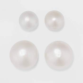 Freshwater Pearl Sterling Silver Stud Fine Jewelry Earrings 2pc - A New Day™ Silver/White