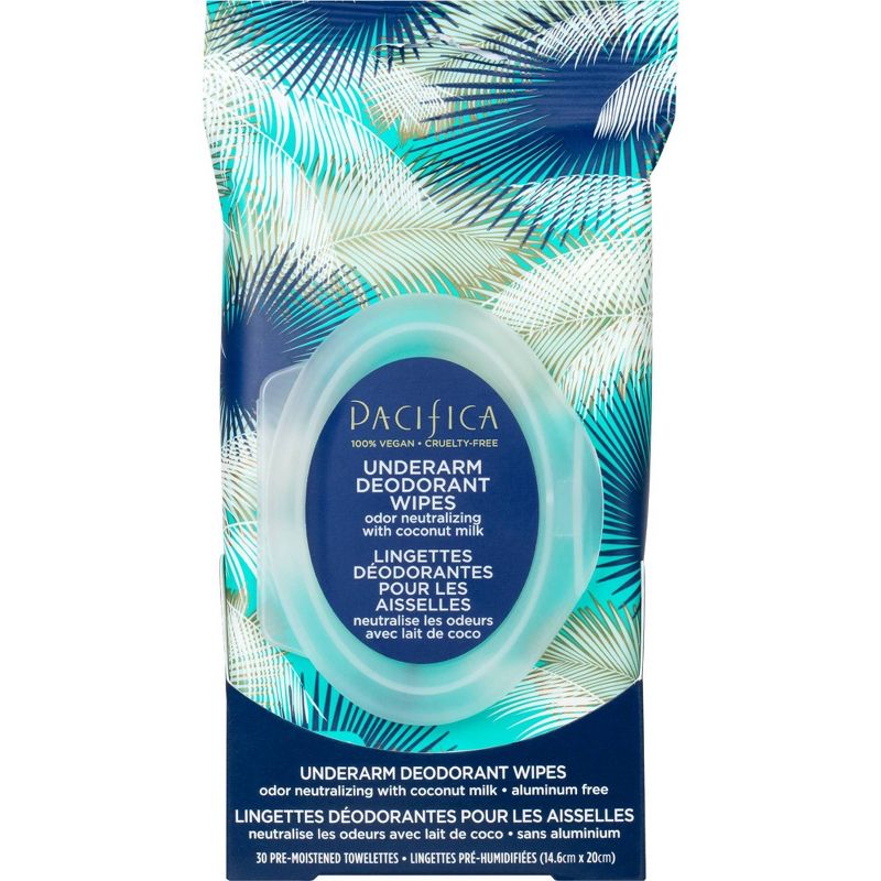 Pacifica Coconut milk & Essential Oils Underarm Deodorant Wipes 30ct, 1 of 6