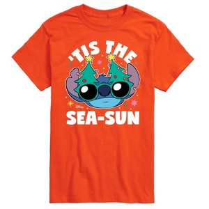 Men's - Lilo and Stitch - Tis the Sea-Sun Christmas Short Sleeve Graphic T-Shirt - 1 of 4