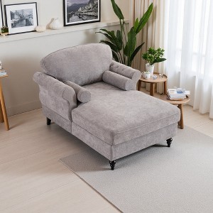 43.3" Chenille Oversized Chaise Lounge Chair with Wide Seat - 1 of 4