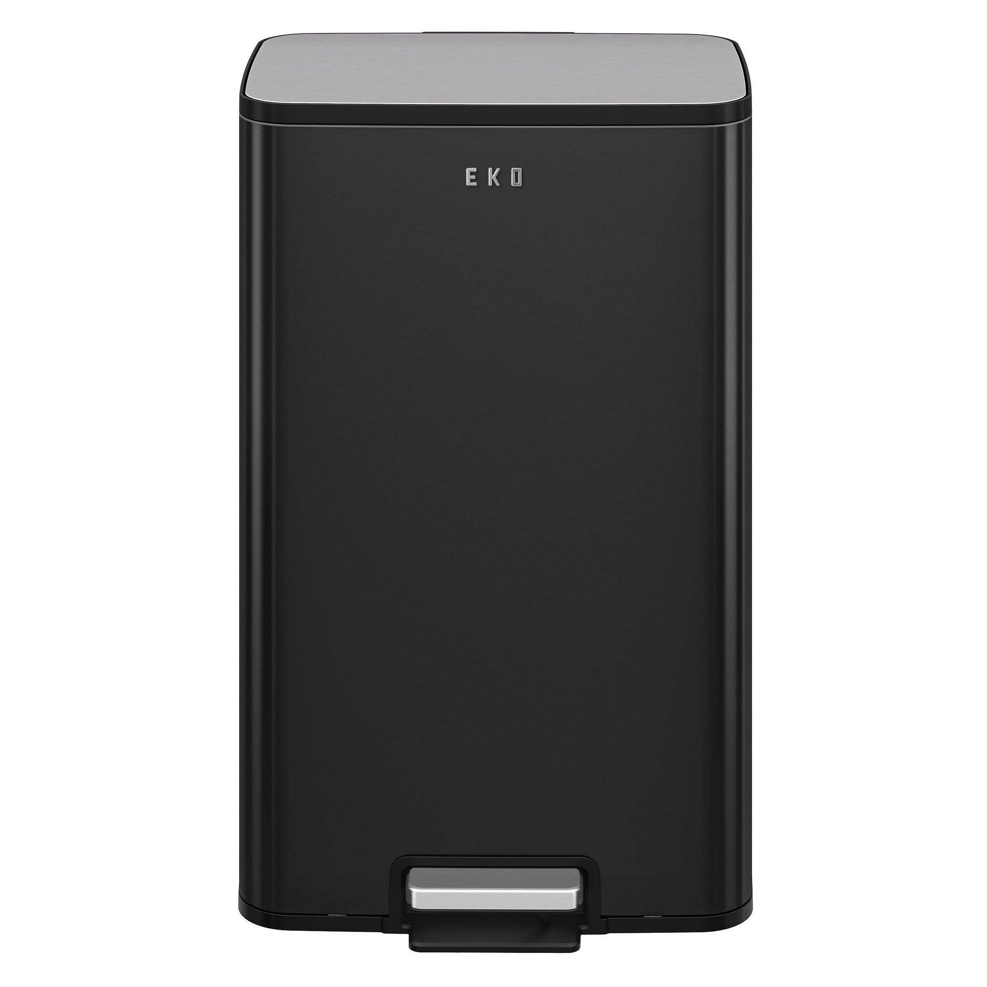 EKO Marina 50L Step Trash Can Matte Black Steel