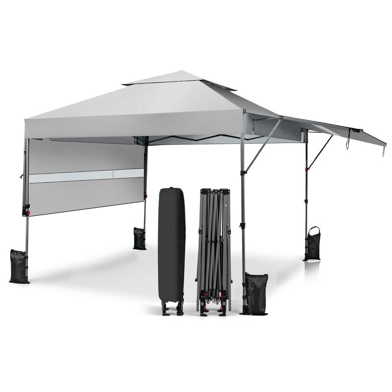 Costway 10'x17.6'Outdoor Instant Pop-up Canopy Tent Dual Half Awnings Adjust Patio, 1 of 11