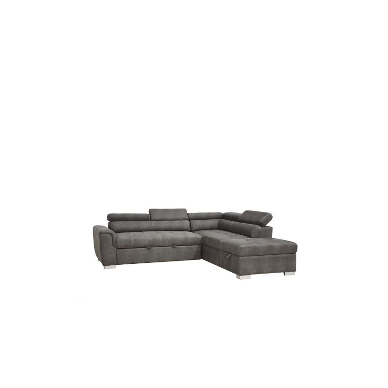 Thelma Sectional Sofa Gray Polished Microfiber - Acme Furniture, 4 of 10