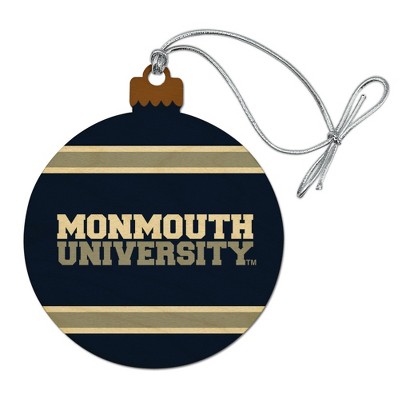 Monmouth University Official Stripes Wood Christmas Tree Holiday Ornament