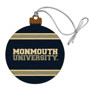 Monmouth University Official Stripes Wood Christmas Tree Holiday Ornament - 1 of 4