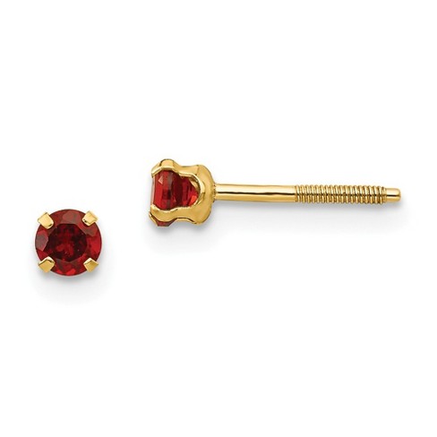 Black Bow Jewelry Kids 3mm Garnet Screw Back Stud Earrings in 14k Yellow Gold - image 1 of 4