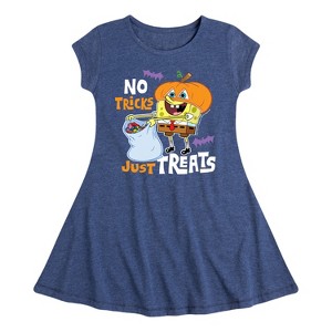 Girls' - SpongeBob SquarePants - No Tricks Just Treats Fit & Flair Cap Sleeve Dress - 1 of 4