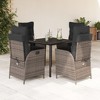 vidaXL Patio Dining Set with Cushions Garden Table and Chairs Poly Rattan - 31.5" x 31.5" x 29.1" Without Footrest 4 Items - 2 of 4