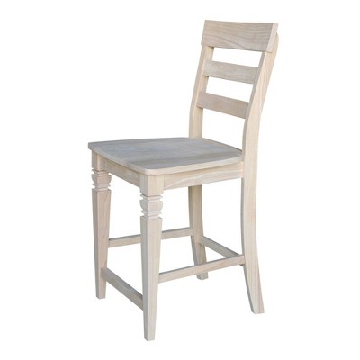 24" Unfinished Solid Wood Ladder-Back Counter Stool