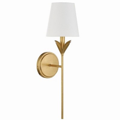 Antique Gold Wall Sconce with White Silk Shade