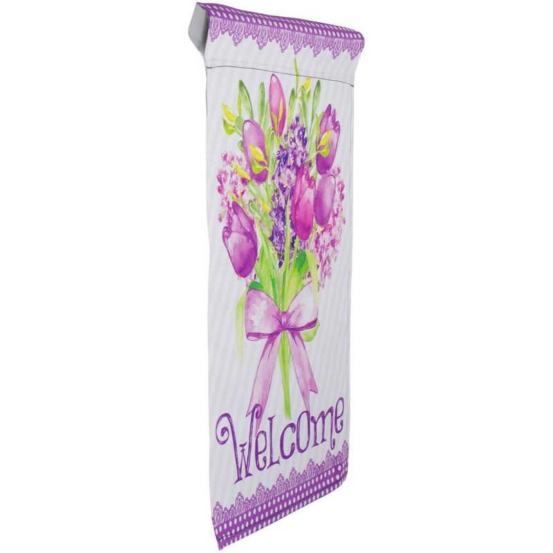 Northlight Welcome Purple Floral Bouquet Outdoor Garden Flag 12.5" x 18", 4 of 5