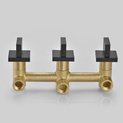 Matte Black Wall Mount Waterfall Tub Filler Faucet with Hand Shower