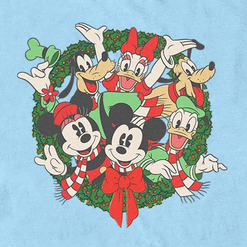 Men's Mickey & Friends Christmas Retro Friends Wreath T-Shirt, 2 of 5