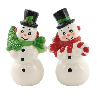 Tabletop 4.0" Retro Snowman S / P Shakers Christmas Top Hat Winter Transpac  -  Salt And Pepper Shaker Sets