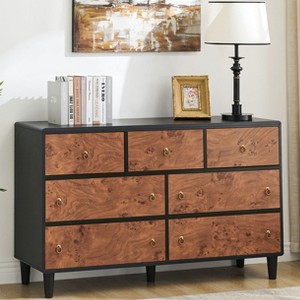 5 Drawers Dresser for Bedroom, 46" Tall Modern Chest of Drawers with Vintage Circle Handle w/Curved Profile Design, Wood Dresser for Bedroom - 1 of 4