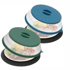 Itopfox 4 in 1 Vented Collapsible Microwave Splatter Cover & Mat, Kitchen Dish Bowl Plate Lid for Food, Dishwasher-Safe, BPA-Free Silicone & Plastic - 1 of 4