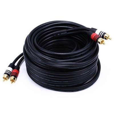 Monoprice Premium Two-Channel Audio Cable - 35 Feet - Black | 2 RCA Plug to 2 RCA Plug 22AWG, Male to Male