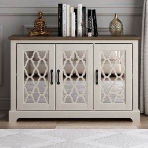 Galano Heron Wood 45.8 in. 3 Doors Sideboard with Adjustable Shelves in Gray, Dusty Gray Oak - 1 of 4