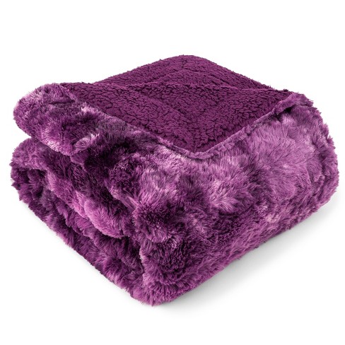 PAVILIA Tie-Dye Faux Fur Throw Blanket, Furry Fuzzy Fluffy Shaggy Plush Warm Reversible Thick for Bed Couch Sofa - image 1 of 4